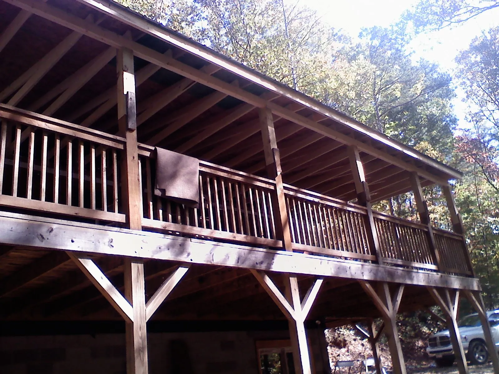 Timber framing under a new elevated porch and deck — Roof Leak Repair in Larwill by Roofing Brothers